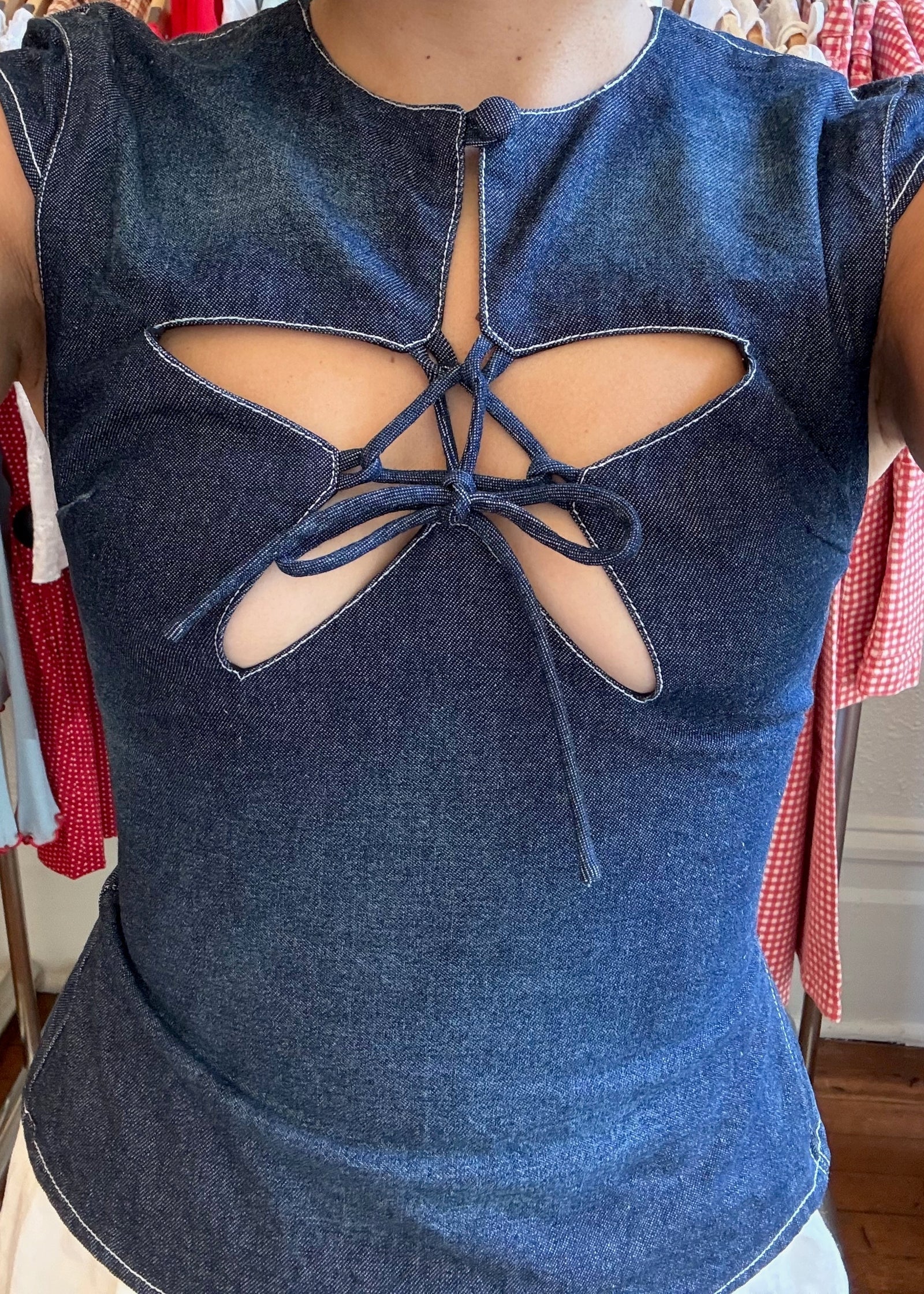 Starlight Denim Cutout Top